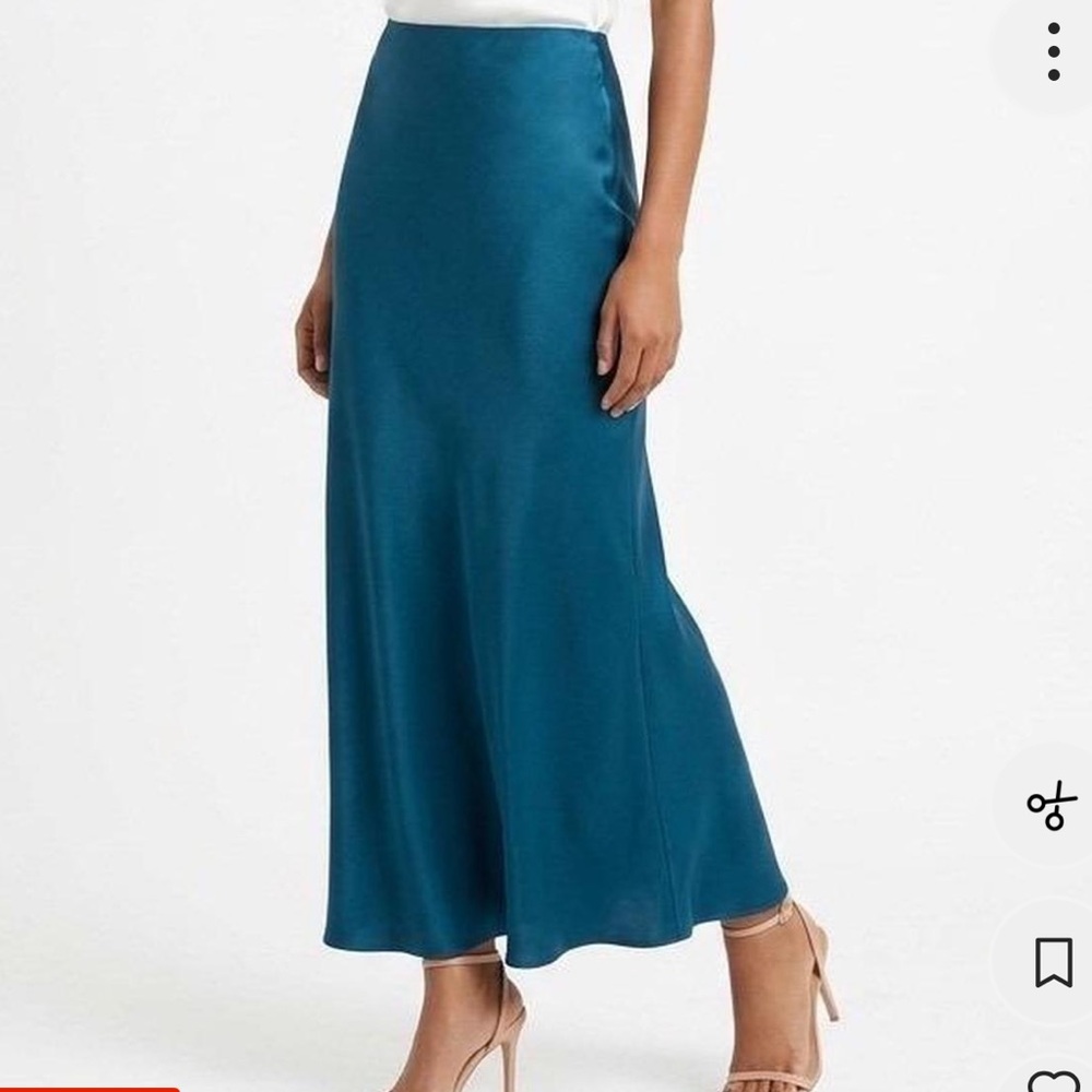 A New Day A-line Midi Satin Skirt in midnight blue XXL
